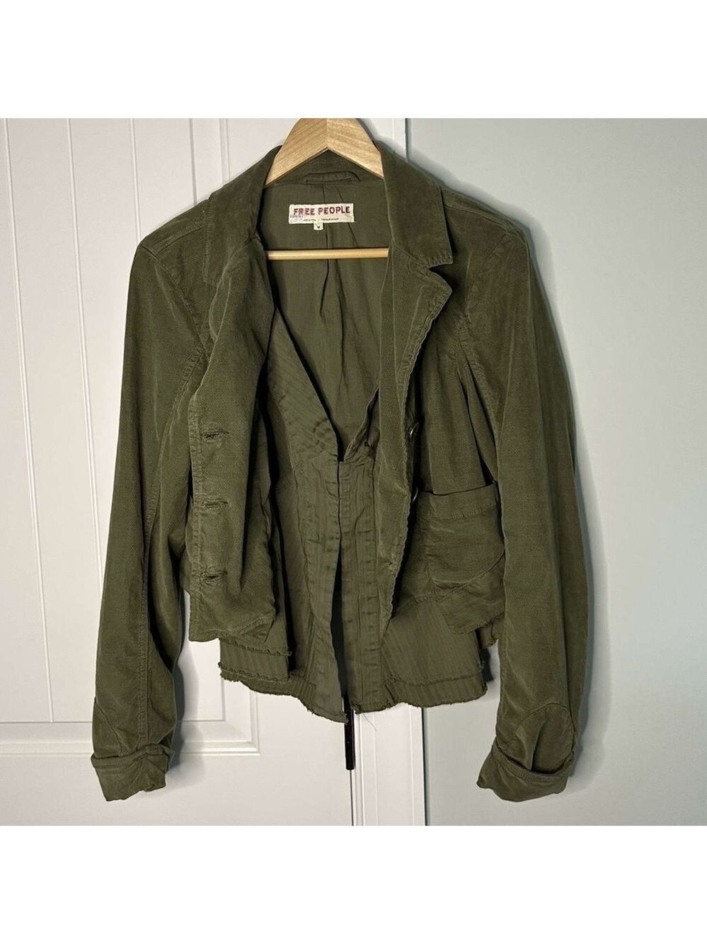 Free People Army Green Corduroy Heritage Jacket with Vest Size M-like new - Picture 4 of 15